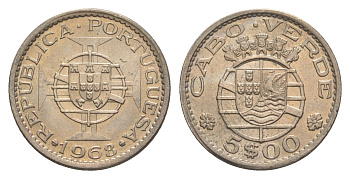 Кабо-Верде 5 эскудо 1968 KM 12 никель латунь UNC 4651-542