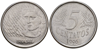 Бразилия 5 сентаво 1996 KM 632 нержавеющая сталь 219-552