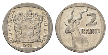ЮАР 2 ранда 1990 KM 139 медь плакированная никелем 4626-1057