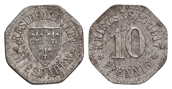 Висбаден 10 пфеннигов 1917 Funck 601.1, Men18 34104.1 железо 4659-256