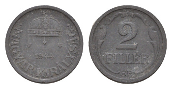 Венгрия 2 филлера 1944 BP KM 519 цинк 4658-359