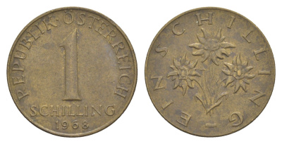 Австрия 1 шиллинг 1968 KM 2886 алюминиевая бронза 4561-157