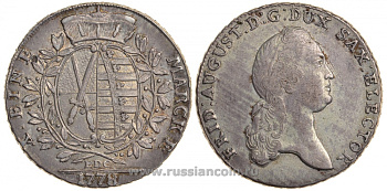 Саксония 1 талер 1778 EDC, Фридрих Август III (1763-1806) сохранность KM 992.1 (C131), Dav. 2690 серебро 00-000-00
