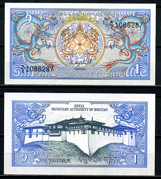 Бутан 1 нгултрум 1986 Pick 12а бумага UNC (пресс) 8621-16-1-2