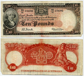 Австралия 10 фунтов ND (1960-1965) Артур Филлип Pick 36 бумага 451-179-1