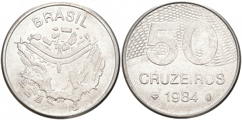 БРАЗИЛИЯ 50 КРУЙЗЕЙРО 1984 KM 594.1 сталь aUNC 73-331
