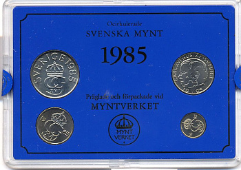 Швеция набор монетного двора из 4 монет 1985 в пластике, Карл XVI Густав (1973- ) KM MS35 UNC 4-3-7-144