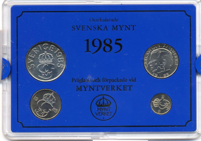 Швеция набор монетного двора из 4 монет 1985 в пластике, Карл XVI Густав (1973- ) KM MS35 UNC 4-3-7-144