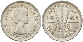 Австралия 3 пенса 1961 Елизавета II (1952-2022) KM 57 серебро 4621-1267