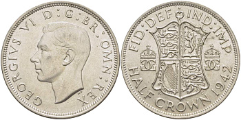 Великобритания 1/2 кроны 1942 Георг VI (1936-1952) KM 856, Spink 4080 серебро 00-00