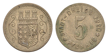 Олигс 5 пфеннигов 1920 Funck 404.3, Men18 24920.1 железо 4636-1045