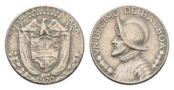 Панама 1/10 бальбоа (10 сентесимо) 1970 KM 10 медь плакированная медно-никелем 4664-713