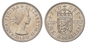 Великобритания 1 шиллинг 1957 Елизавета II (1952-2022), Шотландский герб KM 905, Spink 4148 медно-никель 4695-814
