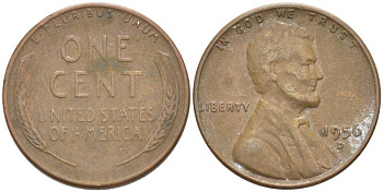 США 1 ЦЕНТ 1956 D, ЛИНКОЛЬН KM А132 медь цинк 218-667