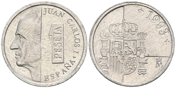 Испания 1 песета 1998 Хуан Карлос I (1975 - 2014) KM 832 алюминий 4154-521