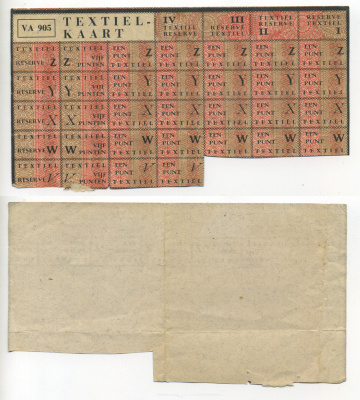 НИДЕРЛАНДЫ ТАЛОНЫ НА ТЕКСТИЛЬ 1944-1950 VA 905 бумага 6317-35-1