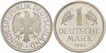 ФРГ 1 МАРКА 1985 J KM 110 J 385 медно-никель 87-1552