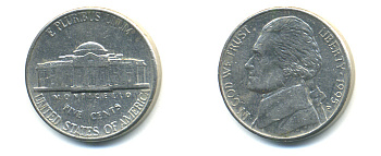 США 5 ЦЕНТОВ 1995 P, ДЖЕФФЕРСОН KM А192 медно-никель 179-752