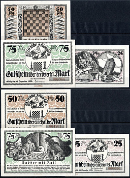 Штрёбек (Пруссия, Саксония) полный набор из 3 нотгельдов (25, 50 и 75 пфеннигов) 1921 Mehl Grabowski 1285.3 бумага UNC (пресс) 7556-60-4-2