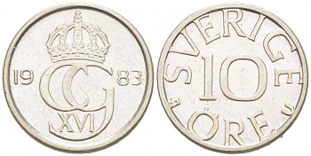 Швеция 10 эре 1983 U Карл XVI Густав (1973- ) KM 850 медно-никель 3955-349