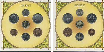 Великобритания набор из 7 монет 1987 буклет, сертификат UNC 7-4-75