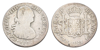 Мексика 1 реал 1808 Mo, Карл IV (1788-1808) KM 81 серебро 603-831