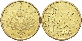 Италия 50 евроцентов 2002 KM 215 нордик 4126-324