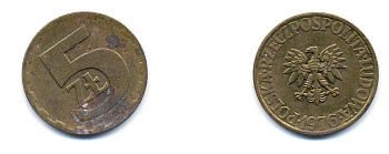 Польша 5 злотых 1976 монетный двор Ленинград (ЛМД) KM 81.1, Parchimowicz 221b латунь 4379-1331