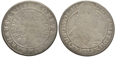 Силезия-Легница-Бжег 15 крейцеров 1663 Кристиан (1639-1673) серебро 413-733