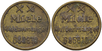 ЕВРОПА ЖЕТОН ND XX MIELE MULDENMANGEL 685810, ДИАМЕТР 17 ММ. латунь 99-432