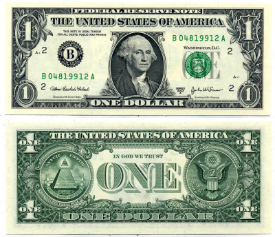 США 1 доллар 2003 Буква "В", Нью-йорк, штат Нью-йорк Pick 515a бумага UNC (пресс) 8564-36-3-2