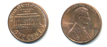 США 1 ЦЕНТ 1986 ЛИНКОЛЬН KM 201b цинк плакированный медью 86-234