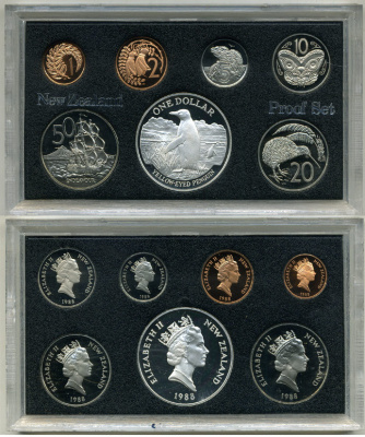 Новая Зеландия официальный набор из 7 монет 1988 в оригинальной пластиковой упаковке серебро PROOF 1-4-1-07