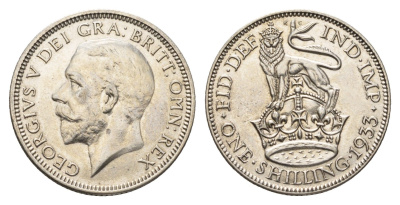 Великобритания 1 шиллинг 1933 Георг V (1910-1936) KM 833, Spink 4039 серебро aUNC 1530-1041