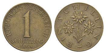 Австрия 1 шиллинг 1964 KM 2886 алюминиевая бронза 4671-617