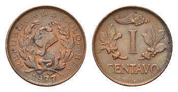 Колумбия 1 сентаво 1977 KM 205a сталь плакированная медью 4674-967