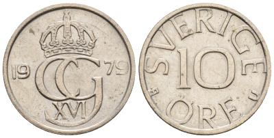 Швеция 10 эре 1980 Карл XVI Густав (1973- ) KM 850 медно-никель 4609-962