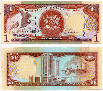 Тринидад и Тобаго 1 доллар 2006 подпись 8, номер синий, TDLR Pick 46 бумага UNC (пресс) 2197-15-3-1