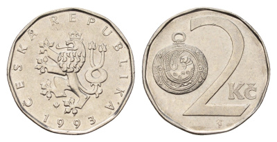 Чехия 2 кроны 1993 KM 9 сталь плакированная никелем 192-859