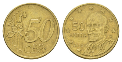 Греция 50 евроцентов 2002 F KM 186 нордик 4629-344