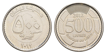 Ливан 500 ливров 2012 кедровое дерево KM 39a сталь плакированная никелем UNC 4544-1117