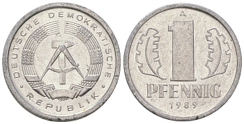 ГДР 1 пфенниг 1989 A KM 8.2 алюминий 4668-1213