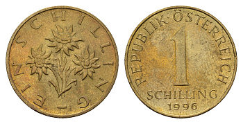 Австрия 1 шиллинг 1996 KM 2886 алюминиевая бронза 201-339