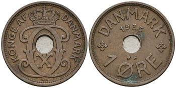 Дания 1 эре 1935 Кристиан X (1912-1947) KM 826 бронза 4147-429
