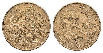 Франция 10 франков 1984 200 лет со дня рождения Франсуа Рюда KM 954 никель латунь 4629-1013