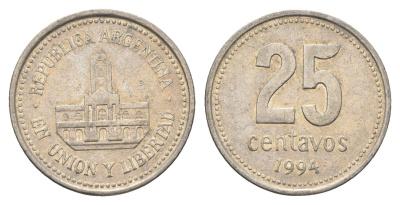Аргентина 25 сентаво 1994 ратуша Буэнос-Айреса KM 110a медно-никель 4663-612