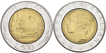 Италия 500 лир 1982 R, Квиринальский дворец в Риме KM 111 биметалл 4589-646