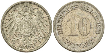 Германия 2 пфеннига 1912 A KM 16, J. 11, Weege 4 медь 212-252