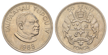 Тонга 50 сенити 1968 год-тип KM 32 медно-никель UNC 413-2914