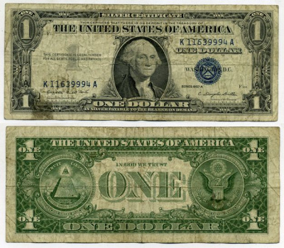 США 1 доллар 1957 Джордж Вашингтон, А, Smith, Dillon Pick 419a бумага 7219-2-1-1